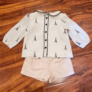 Janie and Jack Eiffel Tower Set - White and Pink